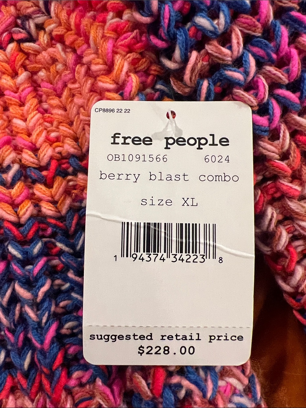 Free People Multicolor Knit Cardigan - Pink, Orange, Blue, Purple - Picture 2 of 4